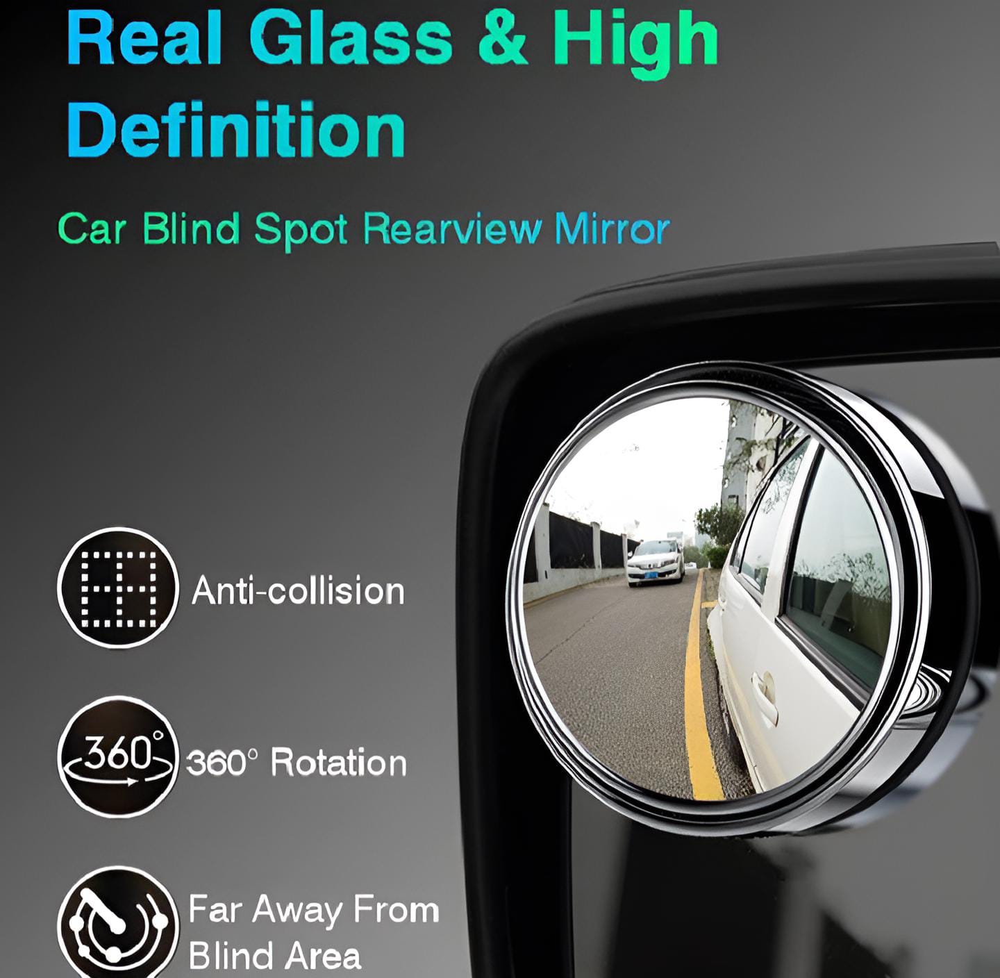 Blindspot Rearview Convex Mirror – 2pcs Wide-Angle Anti-Glare Side Mirror for Cars & Vehicles by Shoppia