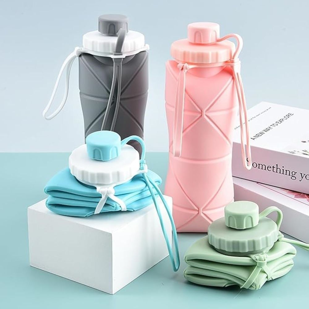 Portable Foldable Water Bottle BPA-Free Silicone Outdoor,school & Travel Essential by Shoppia