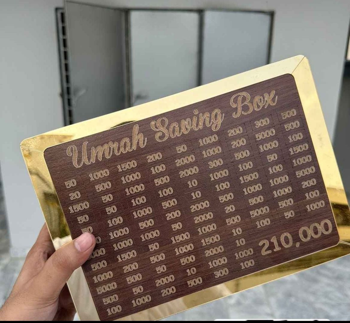 Wooden Umrah Saving Box – Premium 210,000 Goal Money Box by MudsCart