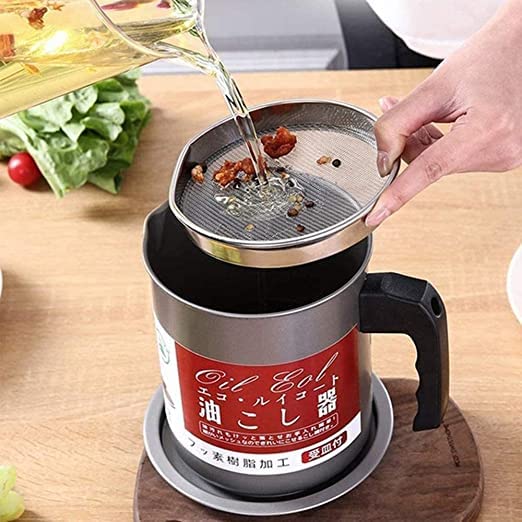 Oil Filter Pot 1.4L Oil Strainer For Kitchen Oil Container Pot Filter 1.4 Liter (Without Box) by INSAIFi