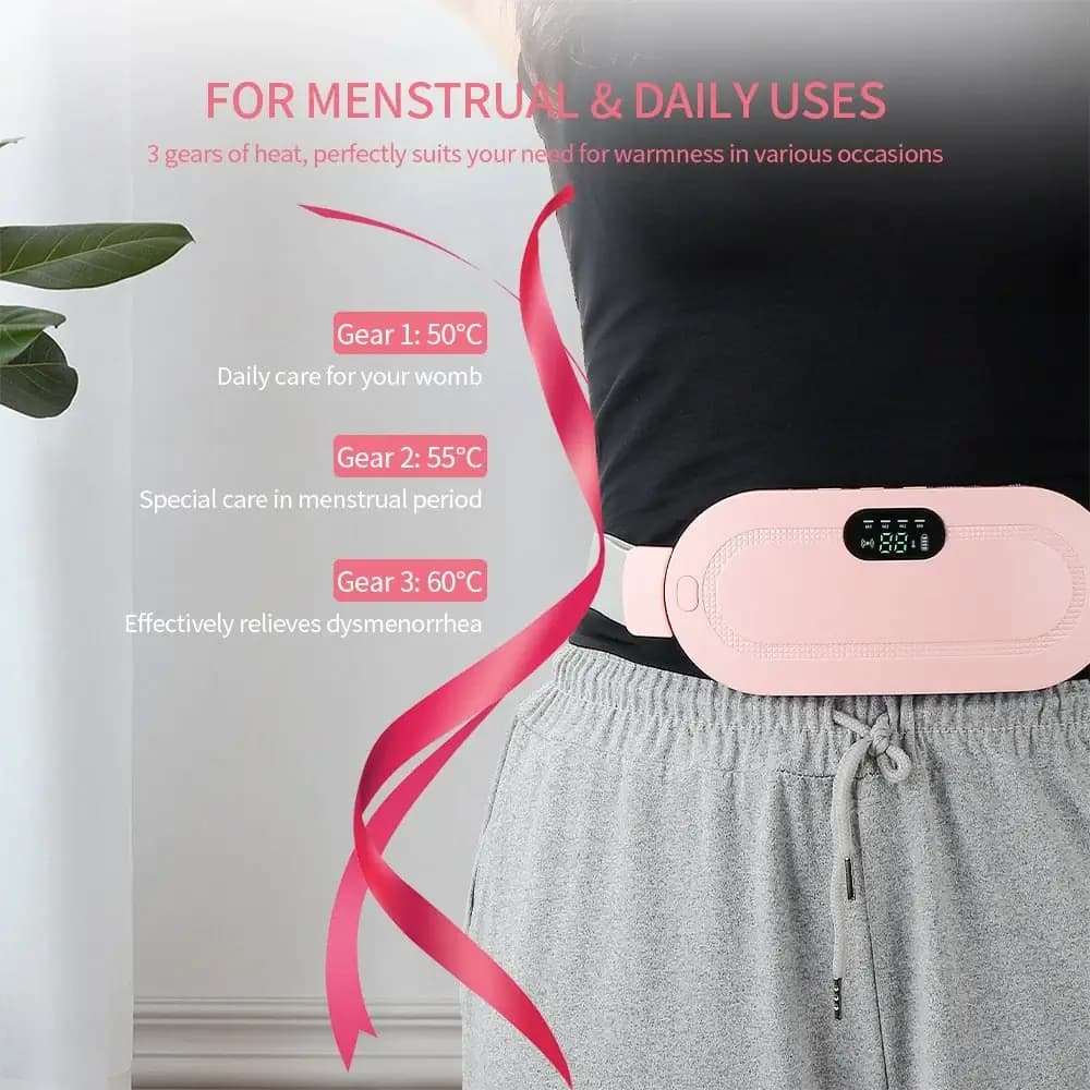 Period Pain Cramp Relief Belt -Portable Menstrual Heating Pad, Heated Belly Belt for Menstrual Cramp Relief with 3 Heat…